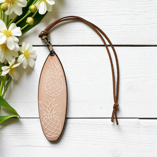 Pineapple Surfboard Leather Freshie