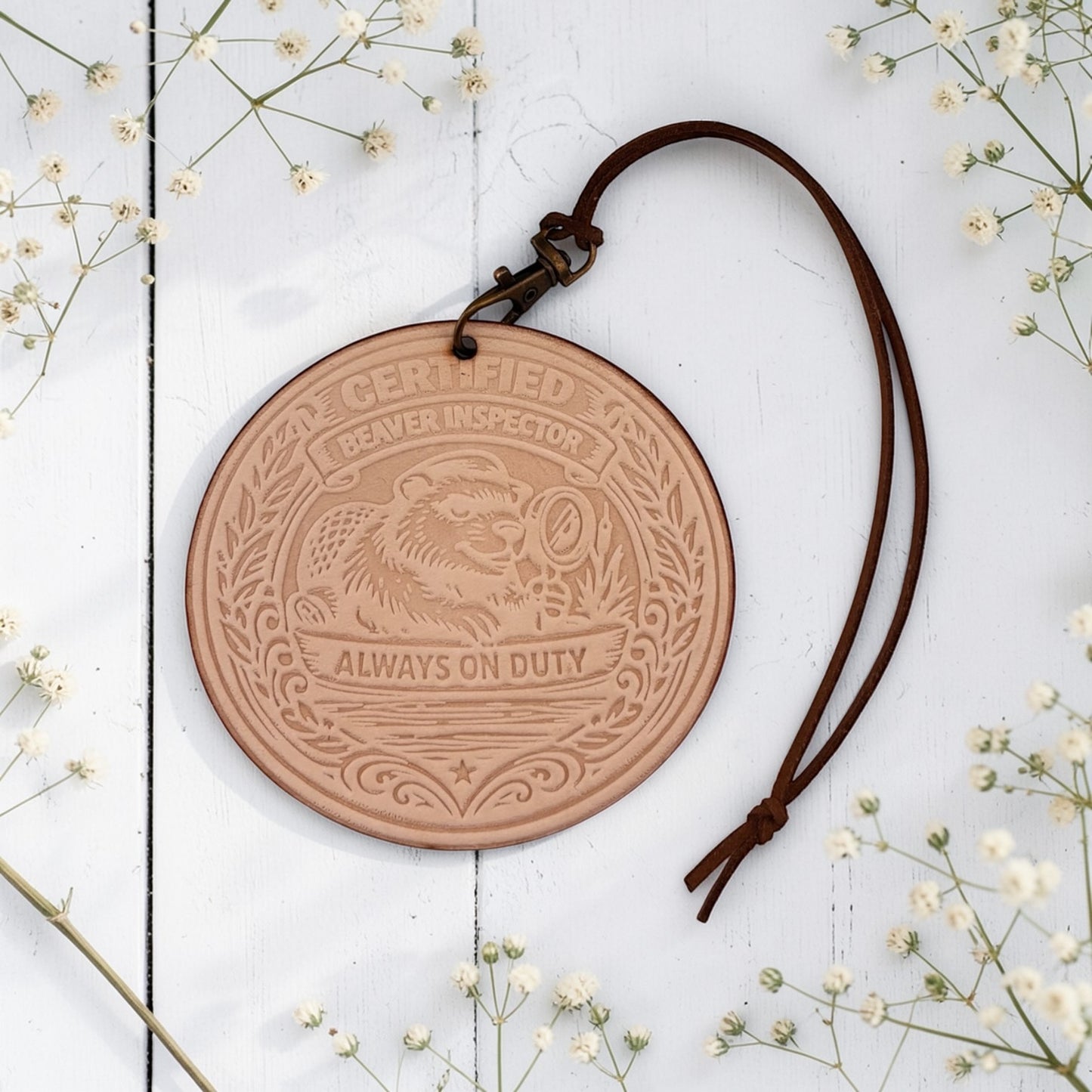 Certified Beaver Inspector Leather Freshie