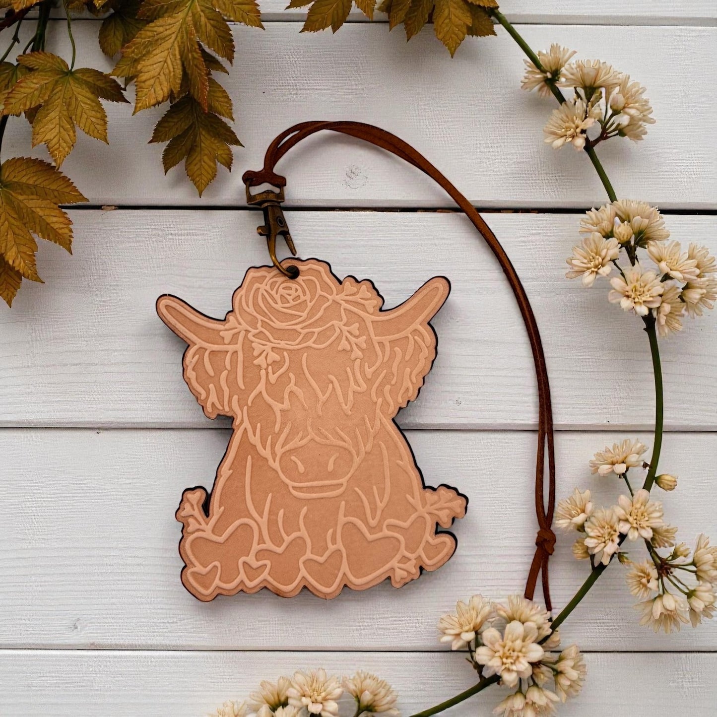 Valentine Hearted Highland Leather Freshie