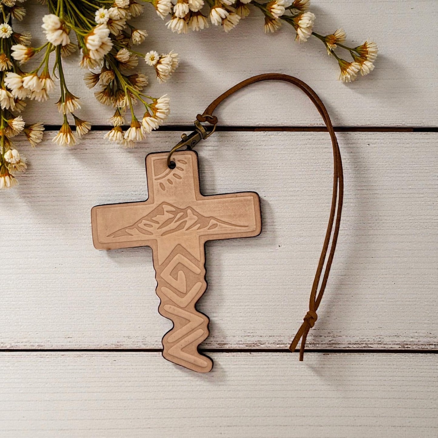 God is Great Cross Leather Freshie