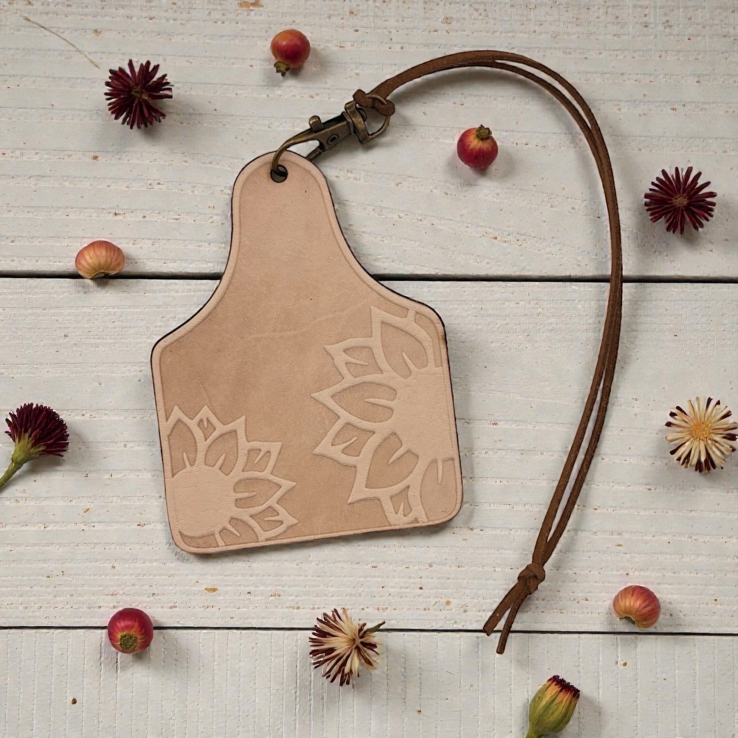 Sunflower Cowtag Leather Freshie