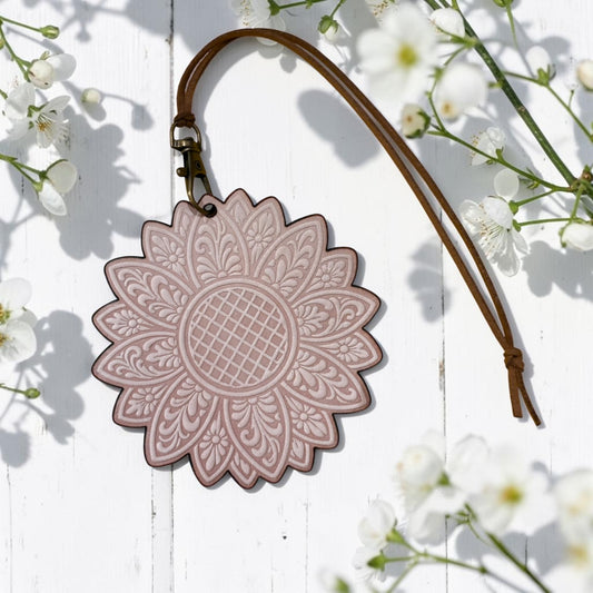 Tooled Sunflower Leather Freshie