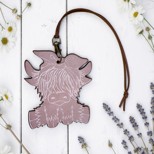 Highland Bow Cow Leather Freshie