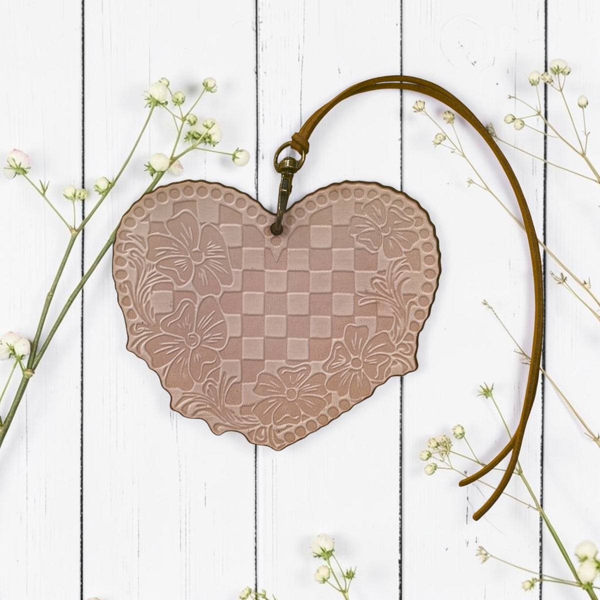 Checkered Tool Heart Leather Freshie